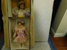 Franklin Heirloom Porcelain Dolls Set La Promenade Mother and Daughter Box