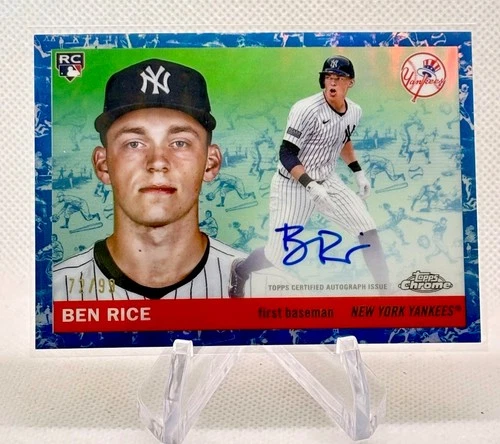 2025 Topps Chrome Platinum Ben Rice Platinum Toile Cream/Blue Auto 72/99 #CPA-BR