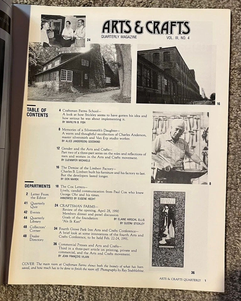 3 Issues "Arts & Crafts Quarterly" (Style 1900), Vols 3-5, 1990-1992 - Image 3 of 4