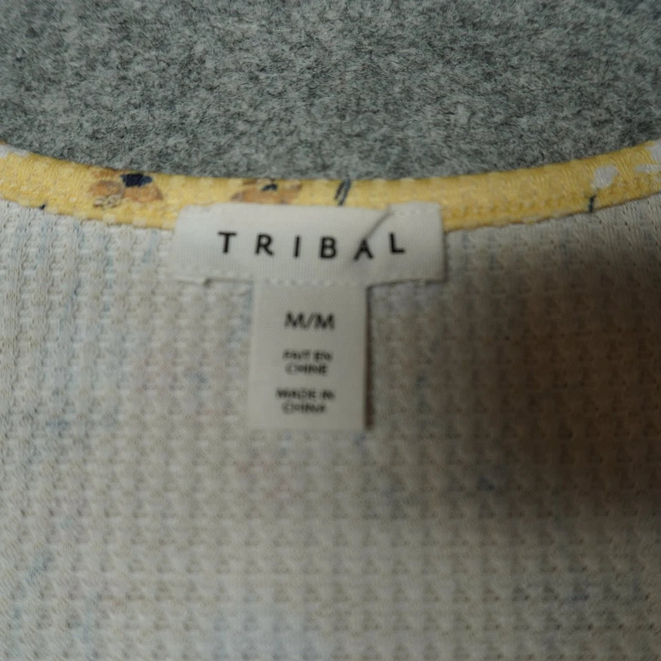 Camiseta sin mangas Tribal amarilla mediana floral poliéster spandex para mujer Foto 3 de 4