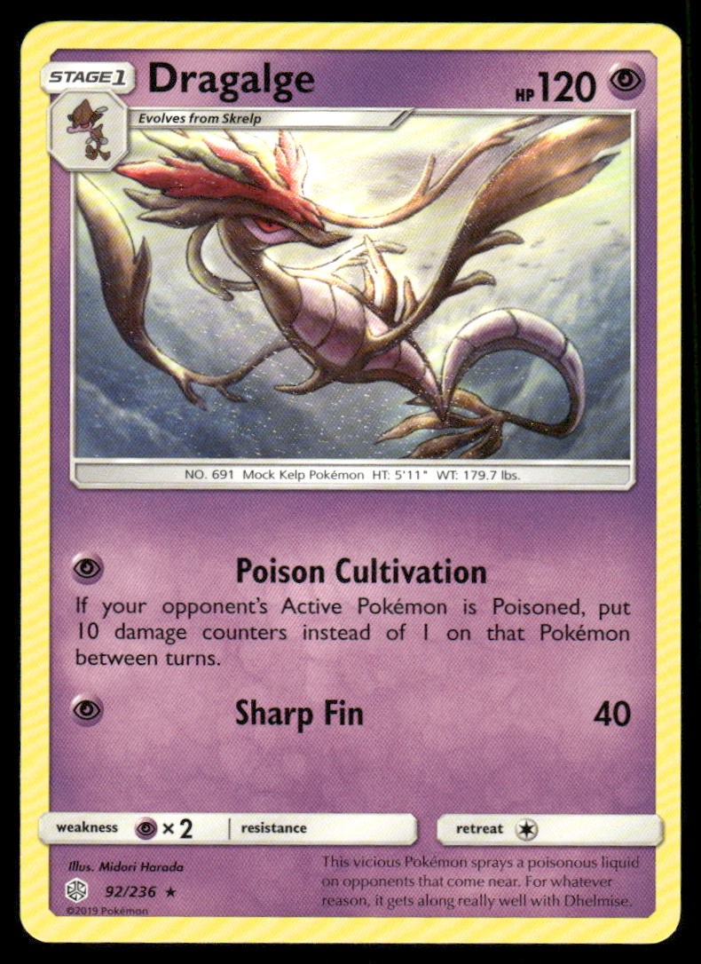 Dragalge 92/236 Rare Cosmic Eclipse Pokemon Lightly Played