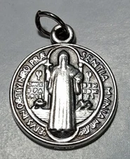 Vtg St. Benedict Medal 925 Silver Blessed Protection Catholic Sacramental