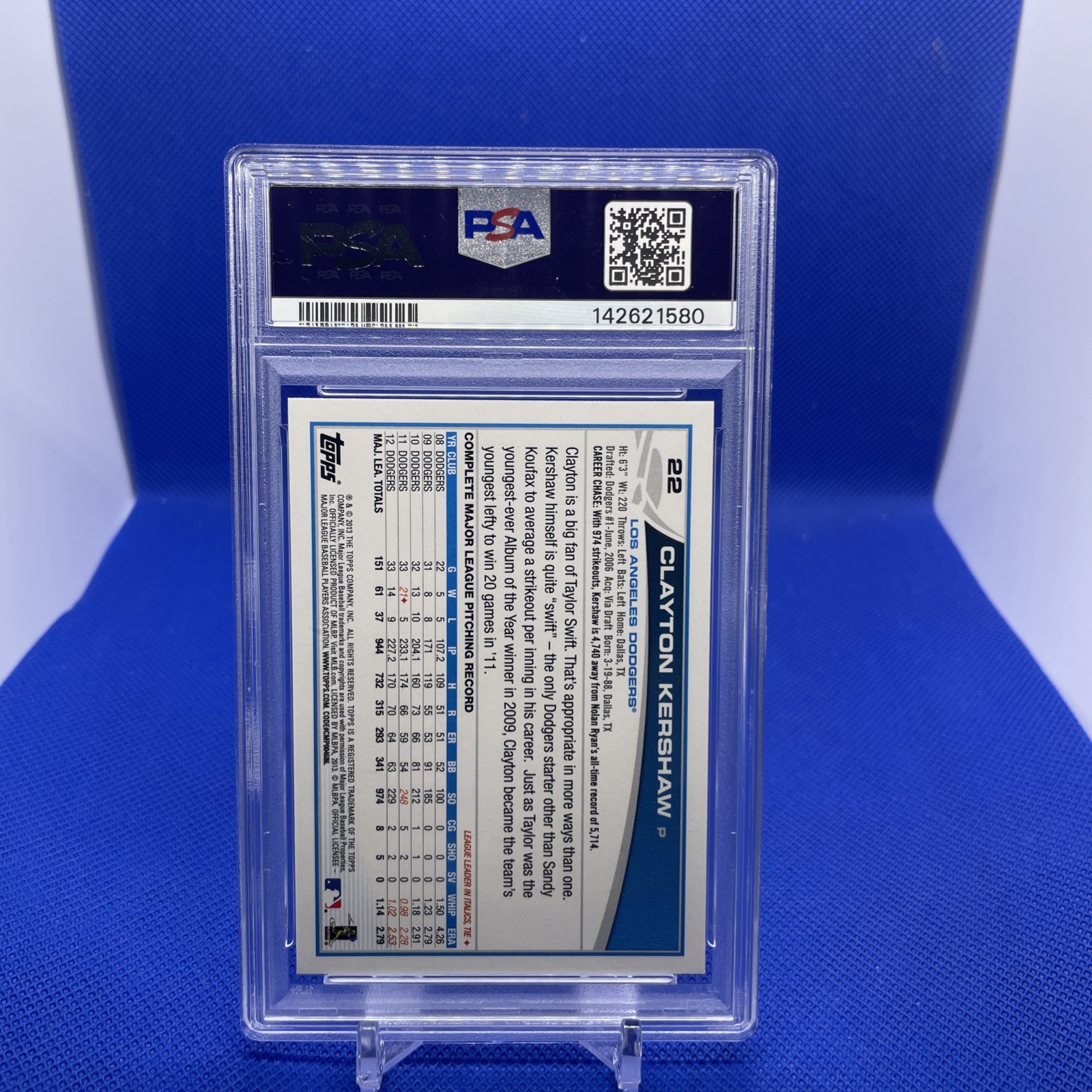 2013 TOPPS #22 CLAYTON KERSHAW SIGNING AUTOGRAPHS SSP PSA 10 view 2