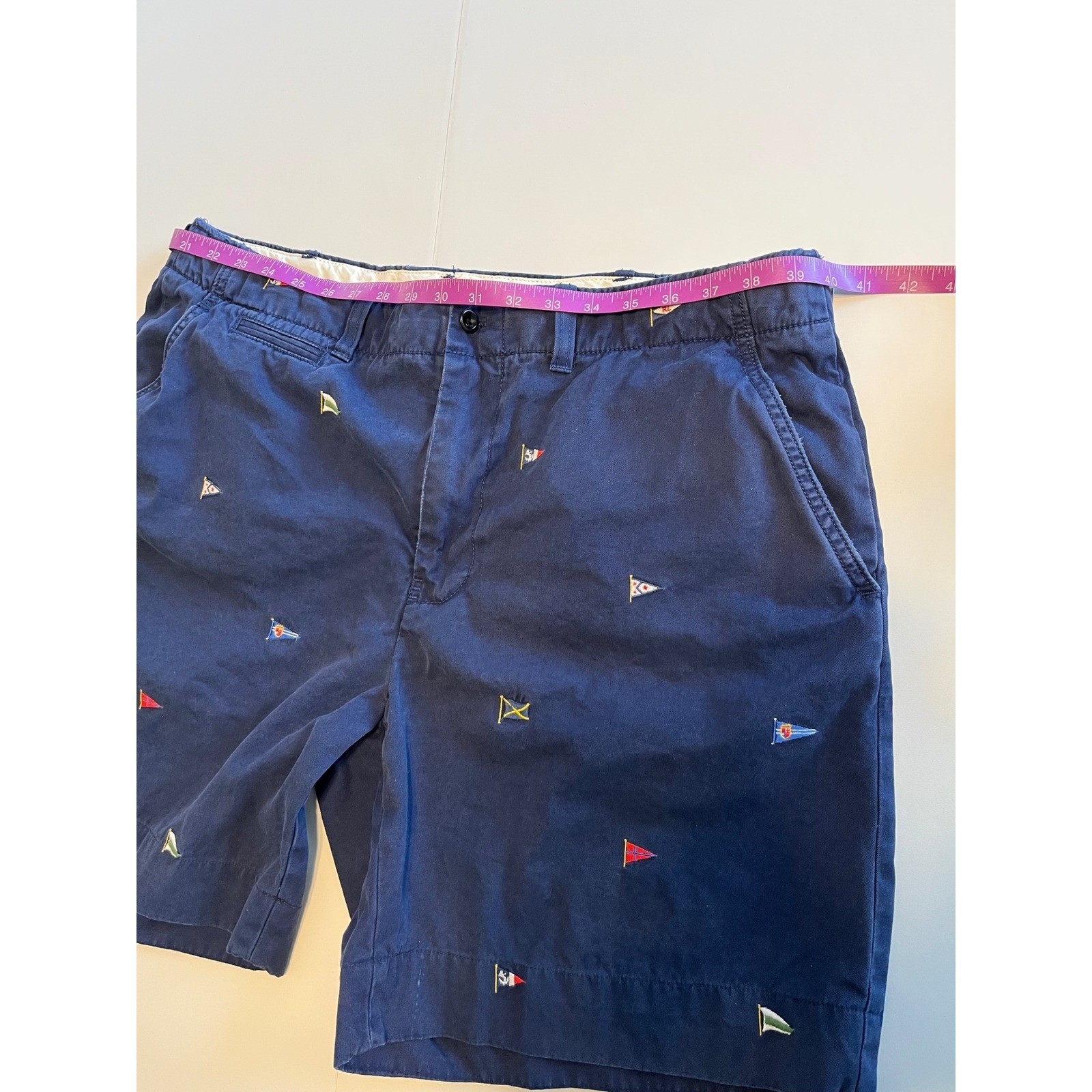 Polo Ralph Lauren Mens Navy Nautical Flag Embroidered Chino Shorts Sz 38 thumbnail 7