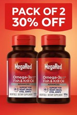 2 Pack MegaRed Advanced 4-in-1 Omega-3 Fish  Krill Oil 500mg 80 Ct Softgels New
