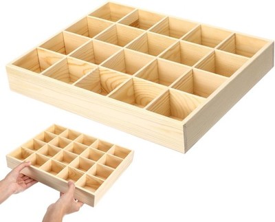Wooden Socks Organizer Storage Box, 20 Compartments Wooden Drawer Organizer