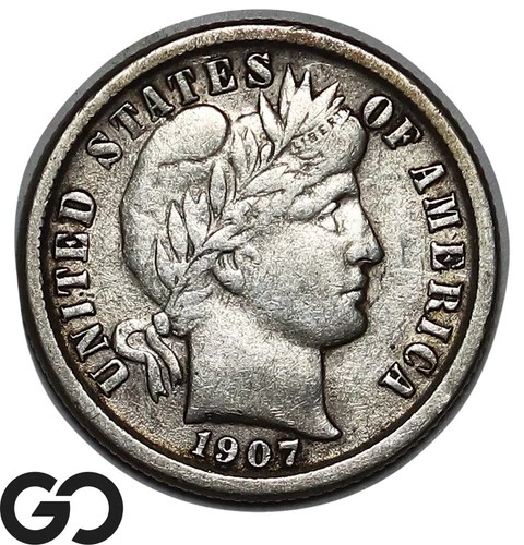 1907-O Barber Dime, Choice AU