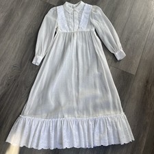 Vintage Ruth Of Carolina Children's Dress Ivory Sheer Swiss Dot Lace 6X Maxi