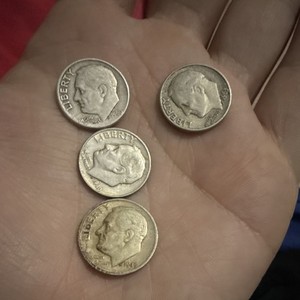 Roosevelt Dimes Lot (4) Circulated 10C Coins 1949-1964 Mixed Years