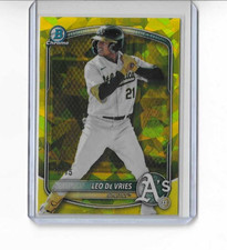 2025 Bowman Chrome Draft Sapphire Leo De Vries /75 Yellow Color Match 🔥🔥🔥
