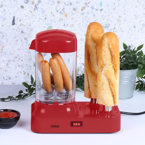 Machine à hot-dog rouge 340W appareil de cuisson vapeur avec 2 broches