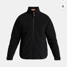 Ozark Trail Men's Black Full Zip Fleece Jacket Stand-Up Collar Mid-Length