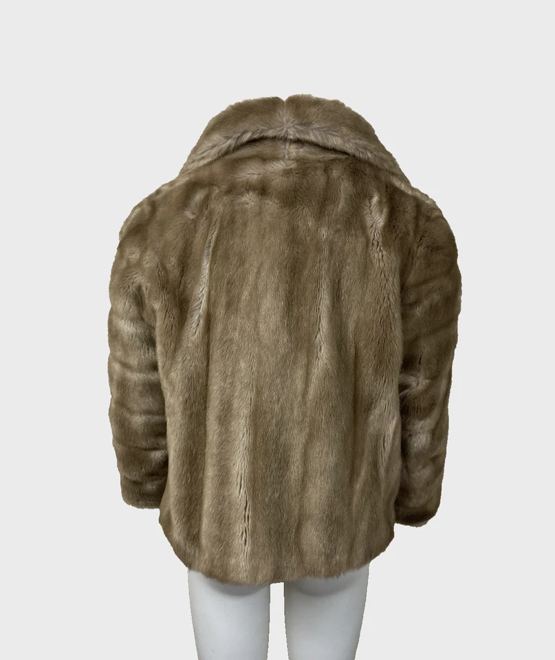 Vintage Faux Fur Coat Jacket Beige Short UK14-16 Evening Occasion Wear Mob Wife - Image 4 of 4