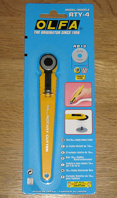 OLFA 18mm rotierender Hobbyschneider RTY-4 Nähen Basteln Schneidet Stoff Papier - *NEU*