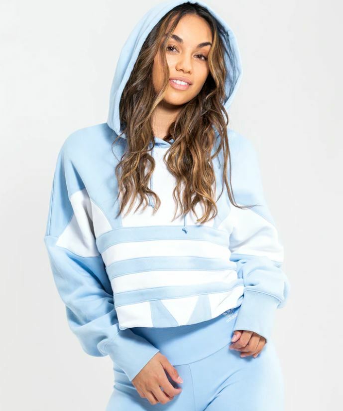 adidas cropped hoodie mineral blue
