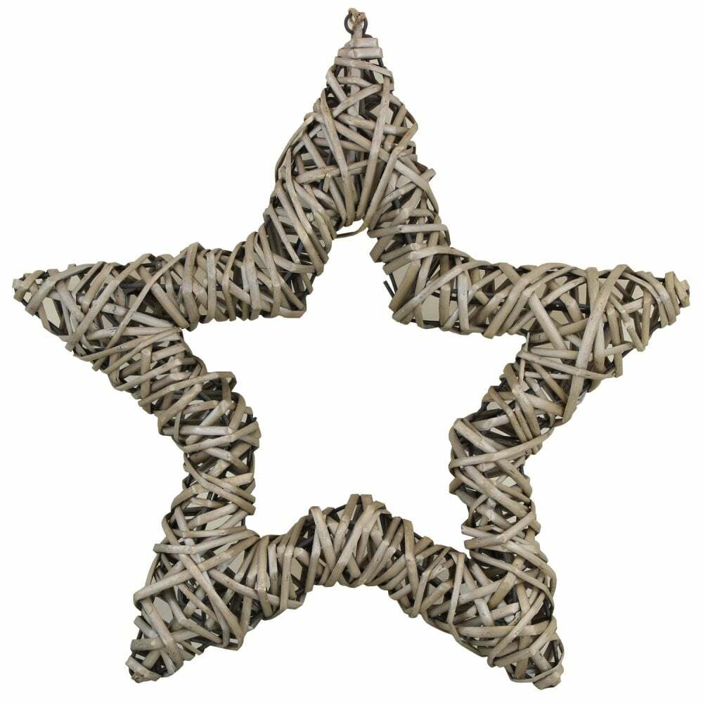 Star Wicker Wreath Ring Plain Grey Large Door Wall Hanging Floristry Crafts 46cm