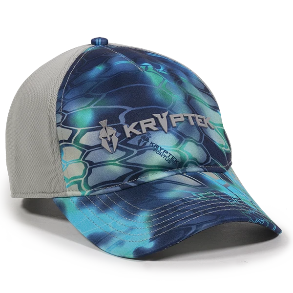 Kryptek Pontus Camo MESH Back w/ 2 Logos Tactical Shooting Hunting Hat - Image 2 of 3