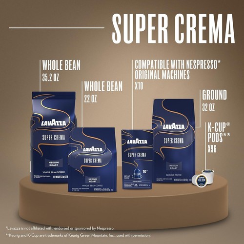 Lavazza Super Crema Whole Bean Coffee Medium Espresso Roast (2.2 lb Bag) - Picture 5 of 5