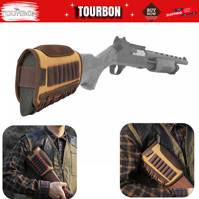 TOURBON Shooting Rifle Buttstock Riser Cheek Rest Shell Holder Ammo Pouch Canvas