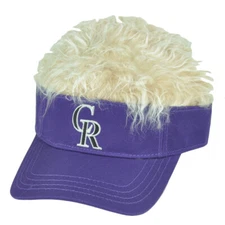 MLB Colorado Rockies Creed Flair Purple Beige Hair Visor Faux Fur  Hat Cap