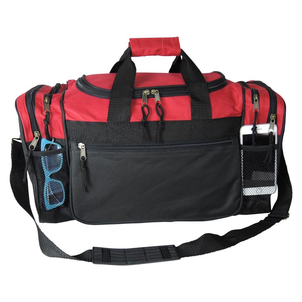 48 Litre FIB Sports Duffle Bag Duffel Gym Canvas Travel Foldable - Red