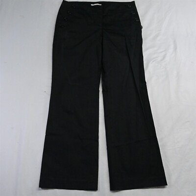 LOFT 10 Black Marisa Sailor Flare Career Nautical Mid Rise Womens Dress Pants