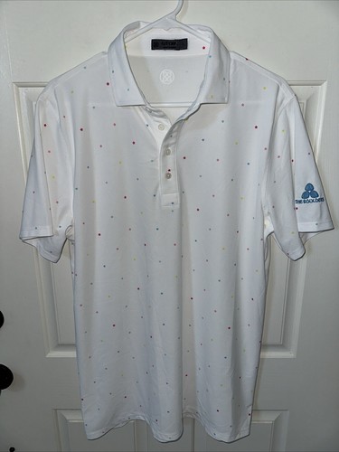 NWOT G/Fore Polo Shirt White Golf Logo Geometric Stars Print “The ...