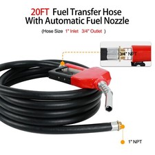 1'' x 20' Fuel Transfer Hose with 3/4" Auto Fuel Nozzle Oil Pump Tank Tube