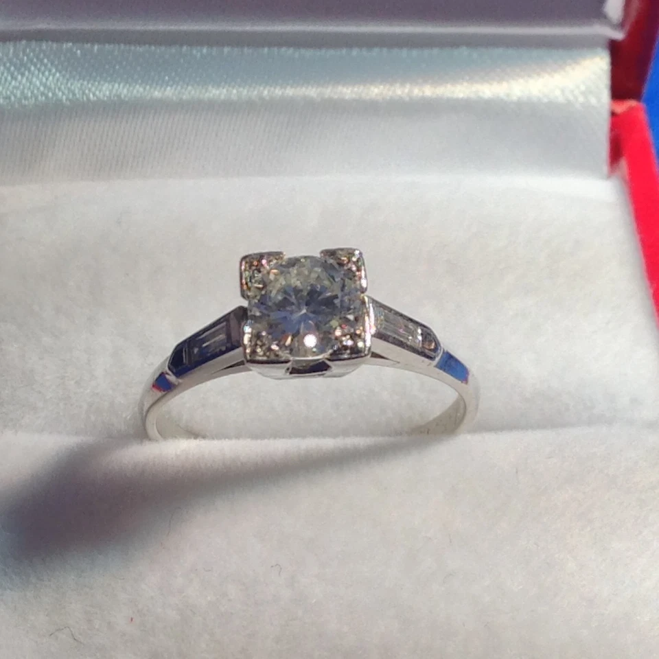 ANILLO DE COMPROMISO Damas Platino Vintage Diamante. 0,70 quilates en total Foto 4 de 4