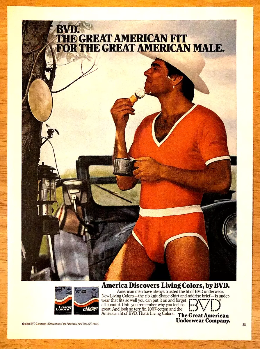 BVD LIVING COLORS MEN'S UNDERWEAR—COWBOY SHAVING—ORIGINAL 1980