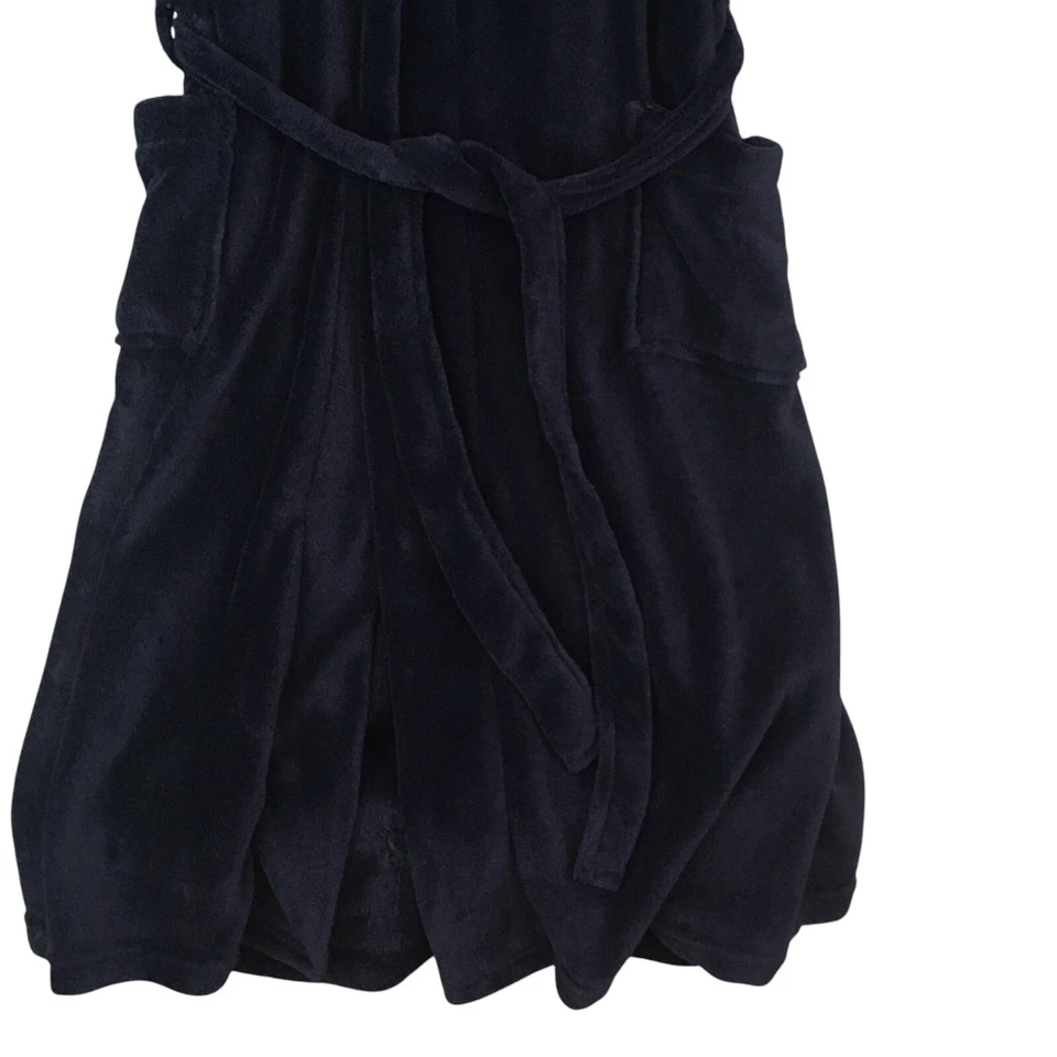 Bata de felpa azul marino Stafford para hombre talla única, cinturón, bolsillos. Mangas largas Foto 3 de 4