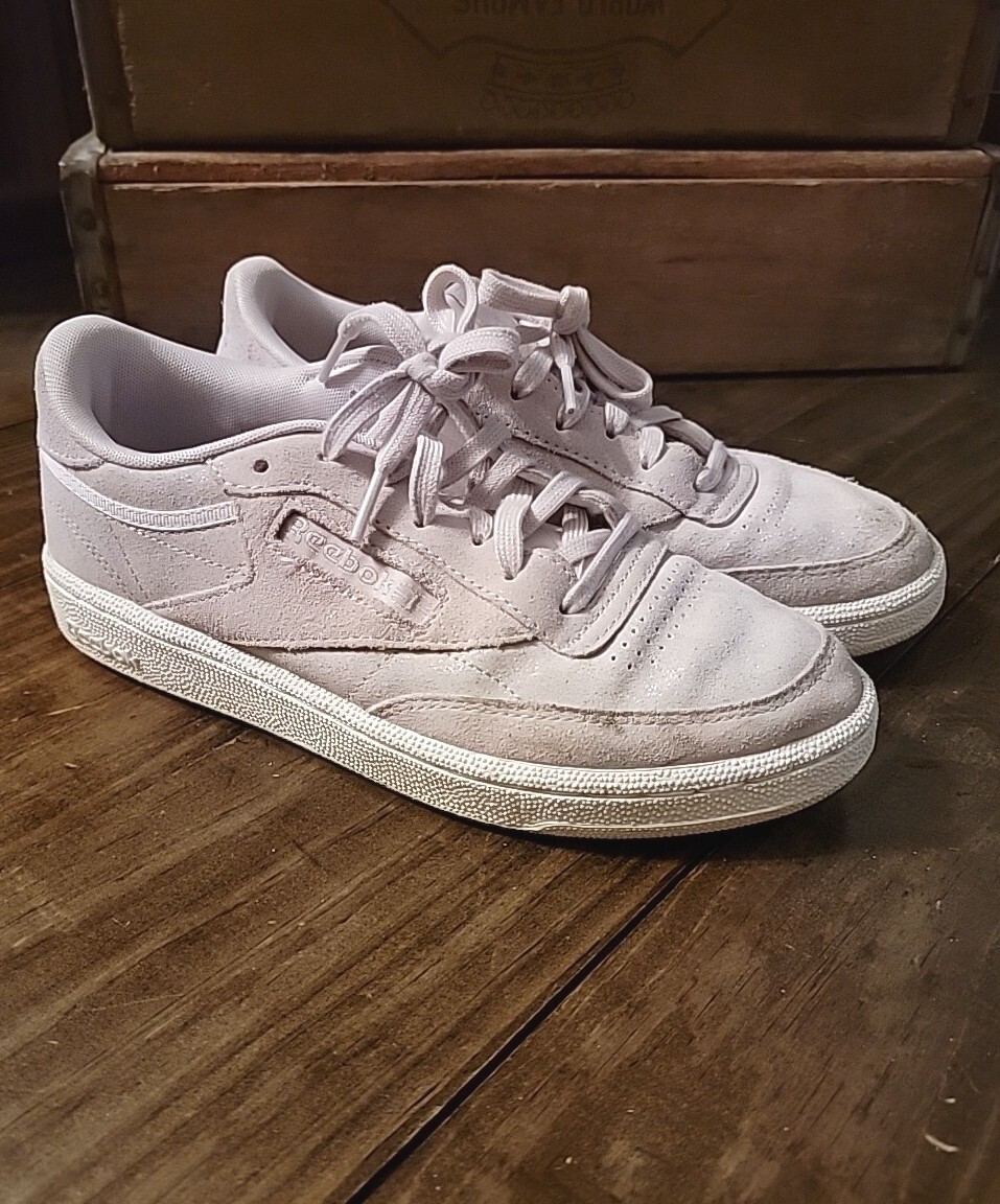 Reebok Club C 85 Shoes Womens Pink Metallic Suede Leather Sneakers  Classic