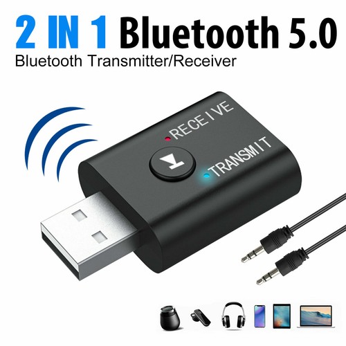 TV PC Car Mini 3.5mm Bluetooth 5.0 Transmitter Receiver USB Audio Stereo Adapter - Picture 2 of 12