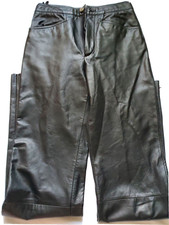 Wilsons black leather Maxima pants sz 4 unfinished hem-soft leather-Vintage-Y2K