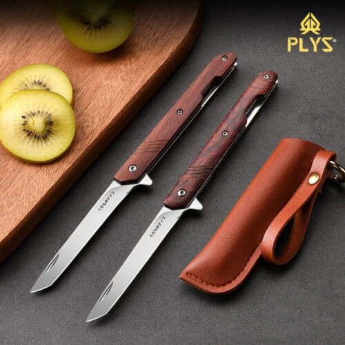 Coltello pieghevole coltello da tasca acciaio inox maniglia in legno cucina campeggio outdoor strumento - Foto 1 di 6