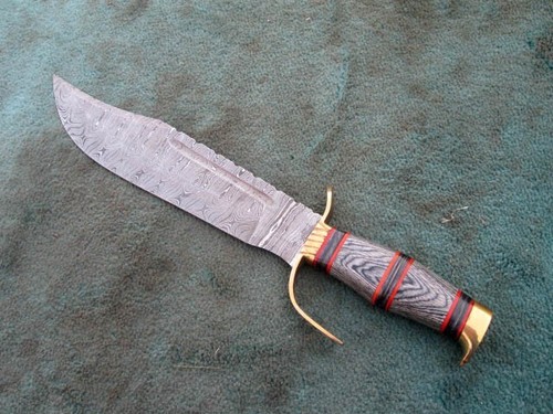 Machete Knife , Hand Made Damascus Blade Hunting Machete Knife , Bowie Knife - Picture 6 of 8