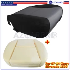 For 07-14 Chevy Silverado Driver Bottom Seat Cover and Foam Cushion Dark Gray