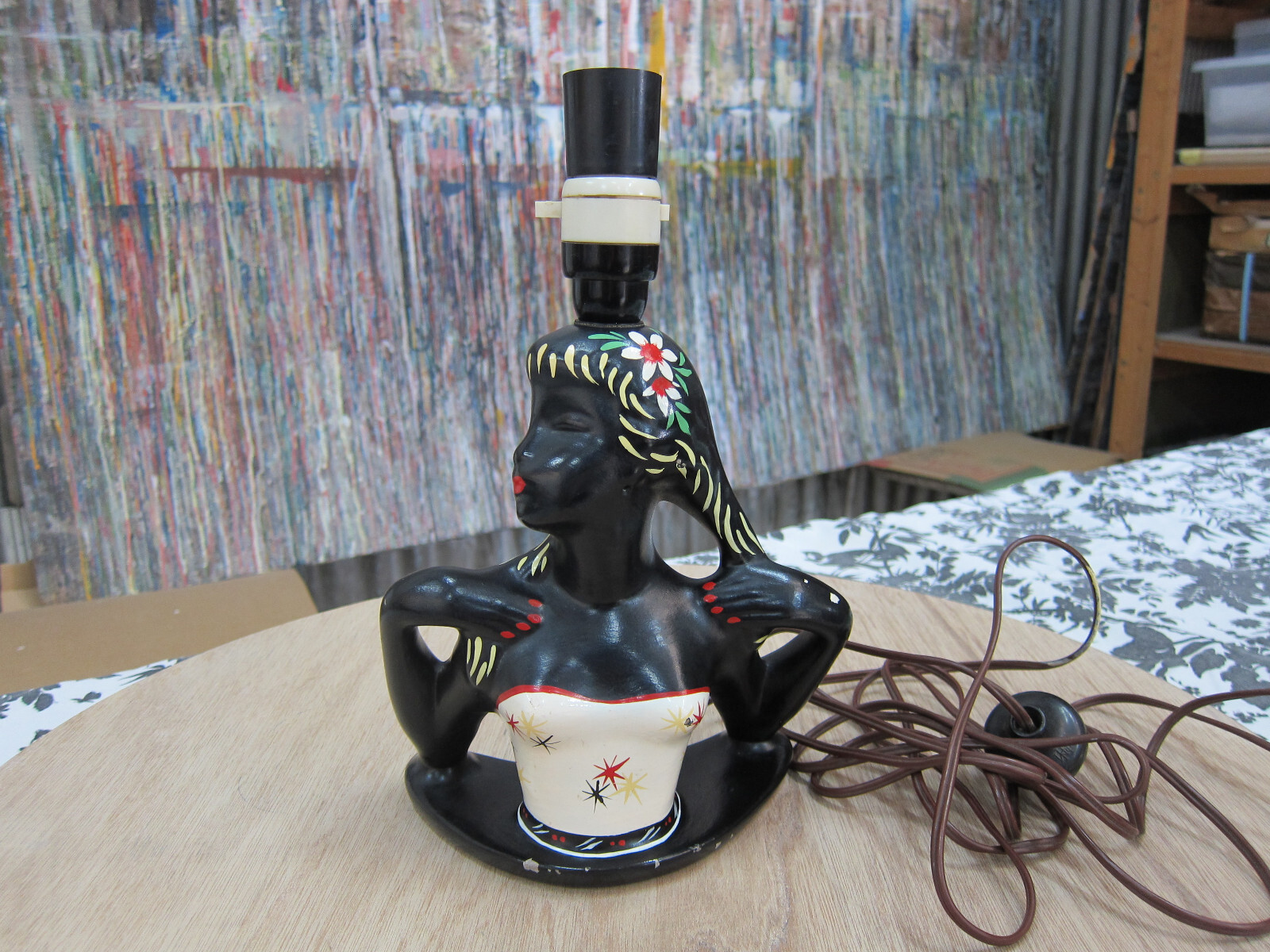 Barsony Australian Pottery Black Lady Lamp eBay