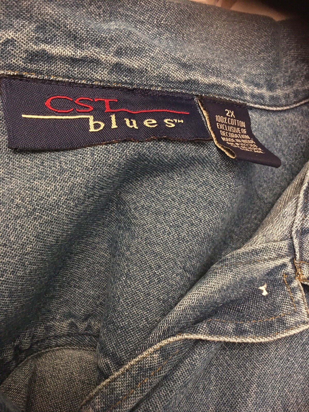 CST Blues Jean Shirt 2x Embroidered With Flowers