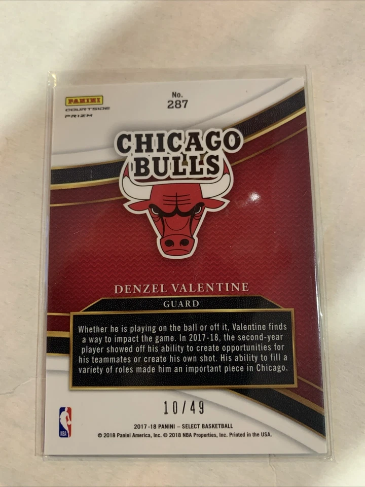 DENZEL VALENTINE 2017-18 PANINI SELECT COURTSIDE COPPER /49 BULLS #287 - Image 2 of 2