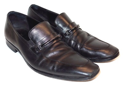 Hugo Boss Black Leather Horsebit Slide On Venetian Loafers 