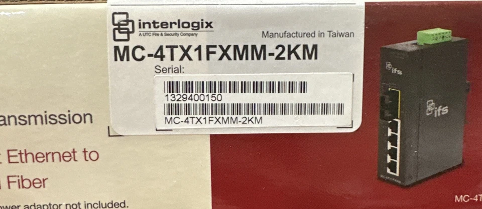 Interlogix MC-4TX1FXMM-2KM 4-Port FE to 1-Port MM Fiber Port Industrial Switch - Image 3 of 3