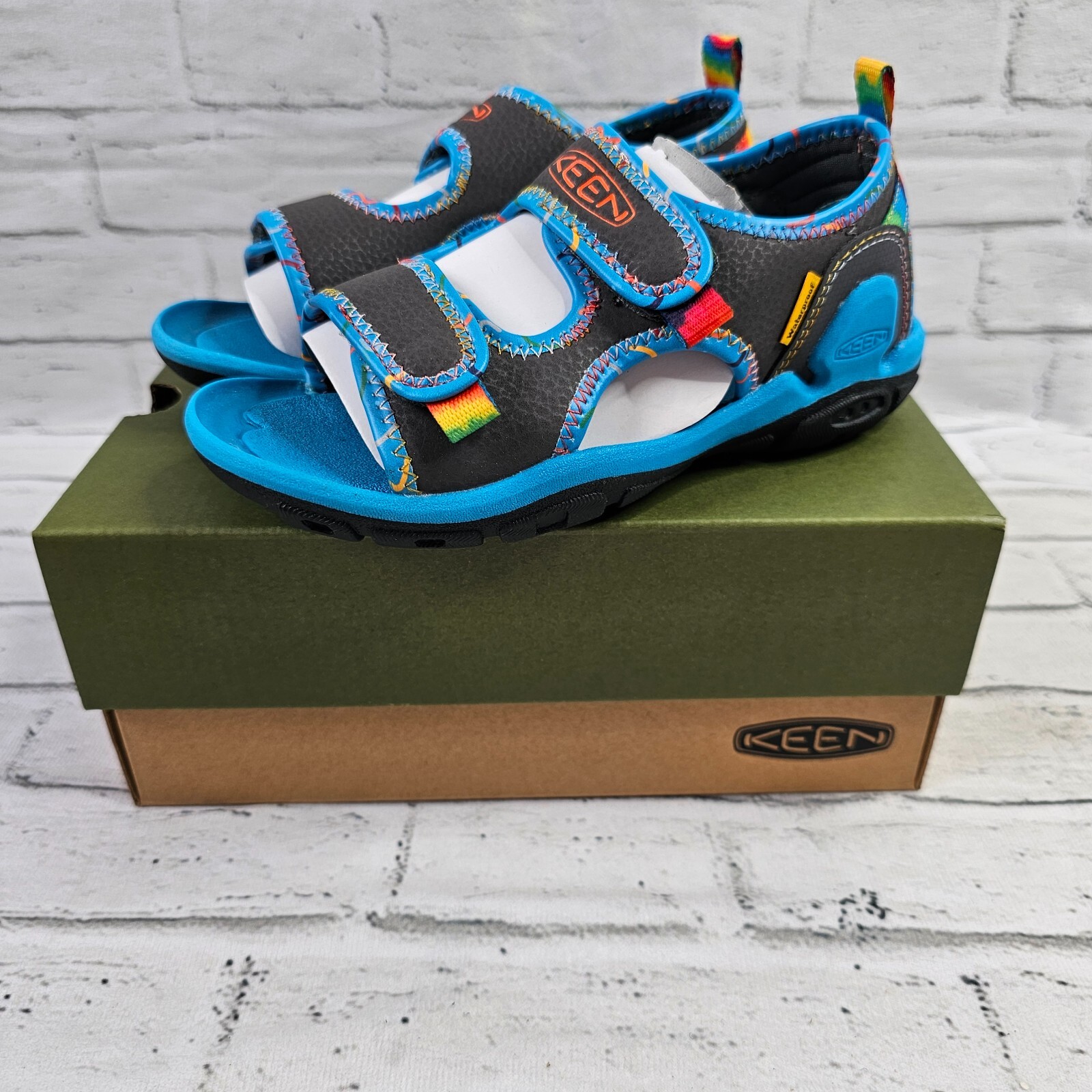 Sandali Keen unisex bambini Knotch Creek UK 12 punta aperta magnete tie dye scarpe estive