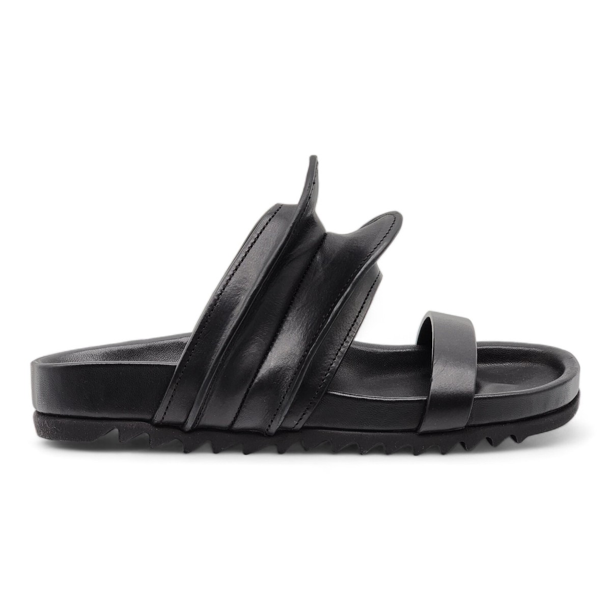 Rick Owens Brancusi Granola Leather Slides Sandals Black - NWB