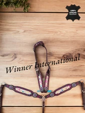 Western Horse Leather Tack Set | Multicolor With White Color Horse Tack set