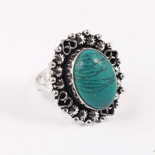 GS Ring Turquoise Cabochon Designer Ring Fashion Item Jewelry