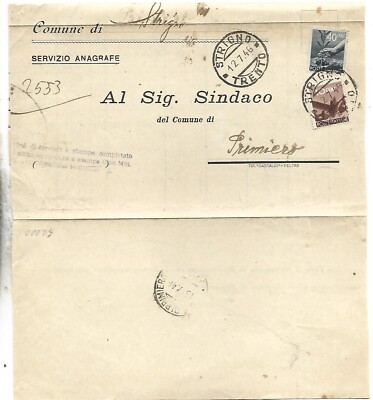 1946 10C+40C DEM ON SERV MOD COMPLETED BY HAND EQUATED WITH STRIGNO PRINT