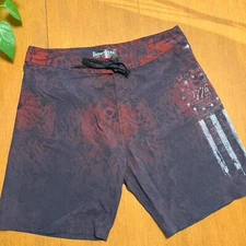 HOWITZER Ceasefire We The People Camo Graphic Stretch Boardshort, Red, 38