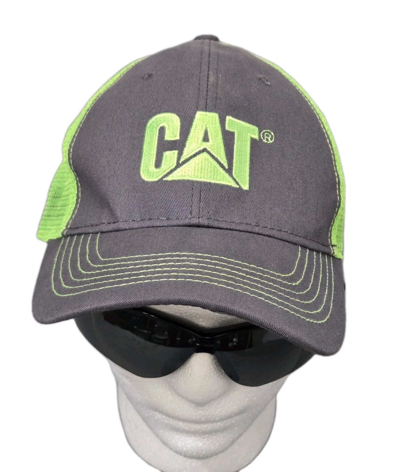cat hat safety green/gray adjustable