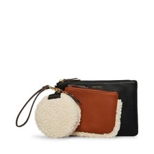 Anne Klein Womens' Shearling Coin and Pouch Trio, Black/Multi